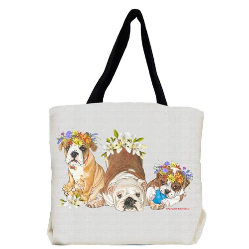 Borsa bulldog con fiori - bulldog,